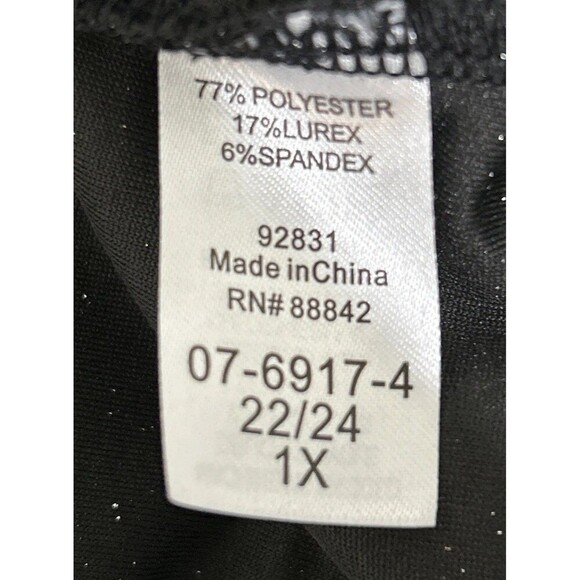 Ellos Black & Silver Metallic Pullover Elbow Sleeve Blouse Plus Size 1X  (22/24) - Picture 4 of 9